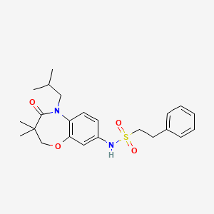 molecular formula C23H30N2O4S B2494390 N-(5-isobutyl-3,3-dimethyl-4-oxo-2,3,4,5-tetrahydrobenzo[b][1,4]oxazepin-8-yl)-2-phenylethanesulfonamide CAS No. 921993-24-0
