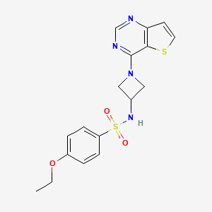 molecular formula C17H18N4O3S2 B2494395 4-ethoxy-N-(1-{thieno[3,2-d]pyrimidin-4-yl}azetidin-3-yl)benzene-1-sulfonamide CAS No. 2415470-14-1