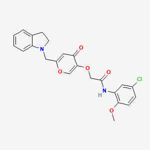 molecular formula C23H21ClN2O5 B2494398 N-(5-chloro-2-methoxyphenyl)-2-((6-(indolin-1-ylmethyl)-4-oxo-4H-pyran-3-yl)oxy)acetamide CAS No. 898420-84-3