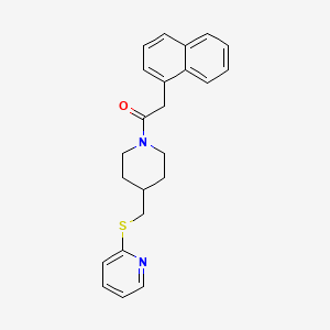 molecular formula C23H24N2OS B2494400 2-(萘-1-基)-1-(4-((吡啶-2-基硫甲基)哌啶-1-基)乙酮) CAS No. 1421476-90-5