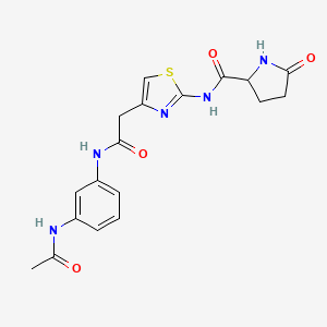 N-(4-(2-((3-acetamidophenyl)amino)-2-oxoethyl)thiazol-2-yl)-5-oxopyrrolidine-2-carboxamide