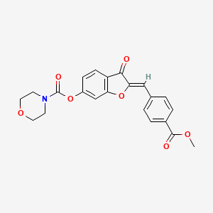 molecular formula C22H19NO7 B2494410 (Z)-2-(4-(methoxycarbonyl)benzylidene)-3-oxo-2,3-dihydrobenzofuran-6-yl morpholine-4-carboxylate CAS No. 844464-69-3
