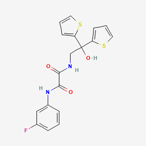 molecular formula C18H15FN2O3S2 B2494412 N1-(3-fluorophenyl)-N2-(2-hydroxy-2,2-di(thiophen-2-yl)ethyl)oxalamide CAS No. 2034478-16-3