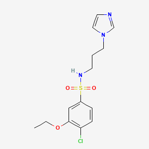 molecular formula C14H18ClN3O3S B2494420 4-Chloro-3-ethoxy-N-(3-imidazol-1-yl-propyl)-benzenesulfonamide CAS No. 873671-64-8