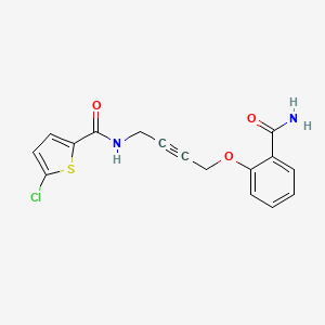 molecular formula C16H13ClN2O3S B2494425 N-(4-(2-carbamoylphenoxy)but-2-yn-1-yl)-5-chlorothiophene-2-carboxamide CAS No. 1448133-29-6
