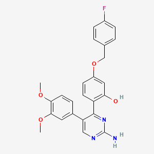 2-(2-Amino-5-(3,4-dimethoxyphenyl)pyrimidin-4-yl)-5-((4-fluorobenzyl)oxy)phenol