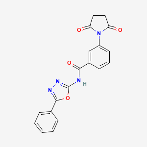 molecular formula C19H14N4O4 B2494445 3-(2,5-dioxopyrrolidin-1-yl)-N-(5-phenyl-1,3,4-oxadiazol-2-yl)benzamide CAS No. 865287-49-6