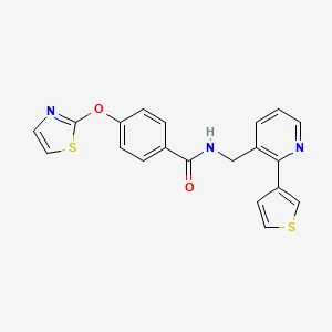 molecular formula C20H15N3O2S2 B2494454 4-(噻唑-2-氧基)-N-((2-(噻吩-3-基)吡啶-3-基)甲基)苯甲酰胺 CAS No. 2034345-16-7