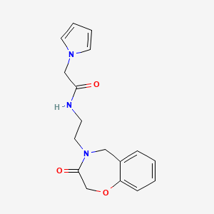 molecular formula C17H19N3O3 B2494457 N-(2-(3-oxo-2,3-dihydrobenzo[f][1,4]oxazepin-4(5H)-yl)ethyl)-2-(1H-pyrrol-1-yl)acetamide CAS No. 2034347-91-4