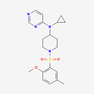 molecular formula C20H26N4O3S B2494461 N-Cyclopropyl-N-[1-(2-methoxy-5-methylphenyl)sulfonylpiperidin-4-yl]pyrimidin-4-amine CAS No. 2380168-19-2