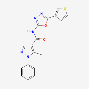 molecular formula C17H13N5O2S B2494469 5-甲基-1-苯基-N-(5-(噻吩-3-基)-1,3,4-噁二唑-2-基)-1H-吡唑-4-甲酰胺 CAS No. 1251684-57-7