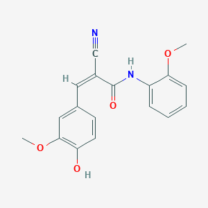 molecular formula C18H16N2O4 B2494470 (Z)-2-Cyano-3-(4-hydroxy-3-methoxyphenyl)-N-(2-methoxyphenyl)prop-2-enamide CAS No. 358677-01-7