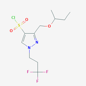 molecular formula C11H16ClF3N2O3S B2494480 3-(sec-butoxymethyl)-1-(3,3,3-trifluoropropyl)-1H-pyrazole-4-sulfonyl chloride CAS No. 1856083-41-4