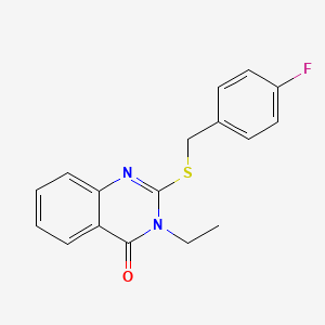 molecular formula C17H15FN2OS B2494491 3-Ethyl-2-{[(4-fluorophenyl)methyl]sulfanyl}-3,4-dihydroquinazolin-4-one CAS No. 882082-72-6