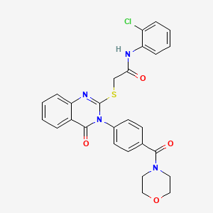 molecular formula C27H23ClN4O4S B2494496 N-(2-chlorophenyl)-2-[3-[4-(morpholine-4-carbonyl)phenyl]-4-oxoquinazolin-2-yl]sulfanylacetamide CAS No. 443349-44-8