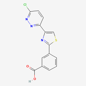molecular formula C14H8ClN3O2S B2494503 3-[4-(6-Chloropyridazin-3-yl)-1,3-thiazol-2-yl]benzoic acid CAS No. 2249432-38-8