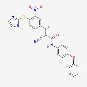 (E)-2-cyano-3-[4-(1-methylimidazol-2-yl)sulfanyl-3-nitrophenyl]-N-(4-phenoxyphenyl)prop-2-enamide