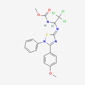 molecular formula C19H17Cl3N4O3S B2494512 (Z)-methyl (2,2,2-trichloro-1-((3-(4-methoxyphenyl)-2-phenyl-1,2,4-thiadiazol-5(2H)-ylidene)amino)ethyl)carbamate CAS No. 648408-13-3