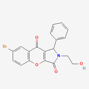 molecular formula C19H14BrNO4 B2494520 7-溴-2-(2-羟乙基)-1-苯基-1,2-二氢色烯[2,3-c]吡咯-3,9-二酮 CAS No. 862488-10-6