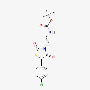 molecular formula C16H19ClN2O4S B2494526 tert-Butyl (2-(5-(4-chlorophenyl)-2,4-dioxothiazolidin-3-yl)ethyl)carbamate CAS No. 1439908-35-6