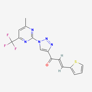 molecular formula C15H10F3N5OS B2494528 (E)-1-[1-[4-methyl-6-(trifluoromethyl)pyrimidin-2-yl]triazol-4-yl]-3-thiophen-2-ylprop-2-en-1-one CAS No. 861211-63-4