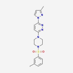 molecular formula C19H22N6O2S B2494533 3-(3-甲基-1H-吡唑-1-基)-6-(4-(间甲苯磺酰基)哌嗪-1-基)吡啶嗪 CAS No. 1013756-05-2