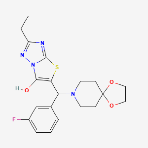 molecular formula C20H23FN4O3S B2494536 2-乙基-5-((3-氟苯基)(1,4-二氧杂-8-氮杂螺[4.5]癸烷-8-基)甲基)噻唑并[3,2-b][1,2,4]嘧啶-6-醇 CAS No. 898345-86-3