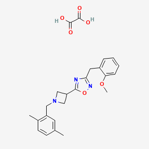 molecular formula C24H27N3O6 B2494539 5-(1-(2,5-Dimethylbenzyl)azetidin-3-yl)-3-(2-methoxybenzyl)-1,2,4-oxadiazole oxalate CAS No. 1396888-90-6