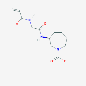 molecular formula C17H29N3O4 B2494540 Tert-butyl (3S)-3-[[2-[methyl(prop-2-enoyl)amino]acetyl]amino]azepane-1-carboxylate CAS No. 2361584-10-1