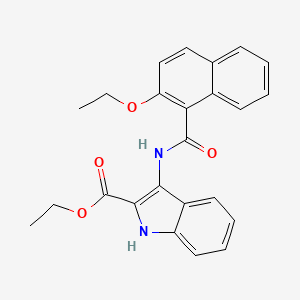 molecular formula C24H22N2O4 B2494544 ETHYL 3-(2-ETHOXYNAPHTHALENE-1-AMIDO)-1H-INDOLE-2-CARBOXYLATE CAS No. 850929-04-3