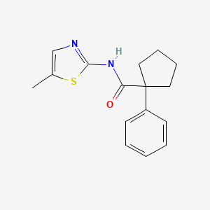molecular formula C16H18N2OS B2494547 N-(5-methyl-1,3-thiazol-2-yl)-1-phenylcyclopentane-1-carboxamide CAS No. 1023455-50-6