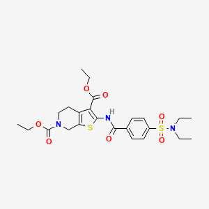 molecular formula C24H31N3O7S2 B2494553 diethyl 2-(4-(N,N-diethylsulfamoyl)benzamido)-4,5-dihydrothieno[2,3-c]pyridine-3,6(7H)-dicarboxylate CAS No. 449781-46-8