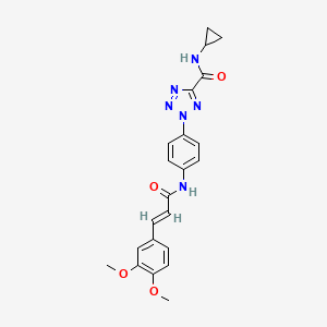 molecular formula C22H22N6O4 B2494555 (E)-N-cyclopropyl-2-(4-(3-(3,4-dimethoxyphenyl)acrylamido)phenyl)-2H-tetrazole-5-carboxamide CAS No. 1396892-95-7