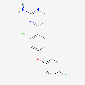 molecular formula C16H11Cl2N3O B2494561 4-[2-氯-4-(4-氯苯氧基)苯基]嘧啶-2-胺 CAS No. 477852-16-7
