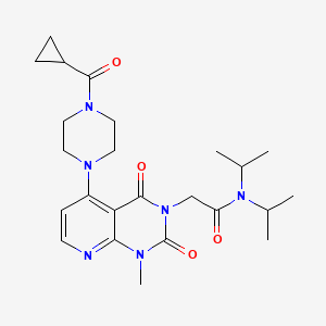 molecular formula C24H34N6O4 B2494562 2-(5-(4-(cyclopropanecarbonyl)piperazin-1-yl)-1-methyl-2,4-dioxo-1,2-dihydropyrido[2,3-d]pyrimidin-3(4H)-yl)-N,N-diisopropylacetamide CAS No. 1021062-21-4