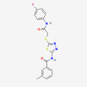 N-(5-((2-((4-fluorophenyl)amino)-2-oxoethyl)thio)-1,3,4-thiadiazol-2-yl)-3-methylbenzamide