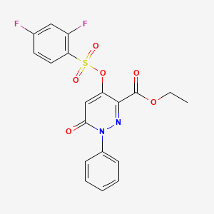 molecular formula C19H14F2N2O6S B2494577 Ethyl 4-(((2,4-difluorophenyl)sulfonyl)oxy)-6-oxo-1-phenyl-1,6-dihydropyridazine-3-carboxylate CAS No. 899991-83-4