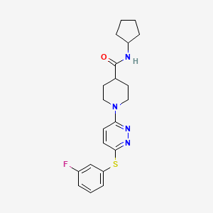 molecular formula C21H25FN4OS B2494590 N-cyclopentyl-1-(6-((3-fluorophenyl)thio)pyridazin-3-yl)piperidine-4-carboxamide CAS No. 1223822-09-0