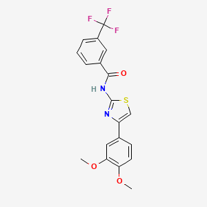 molecular formula C19H15F3N2O3S B2494596 N-[4-(3,4-dimethoxyphenyl)-1,3-thiazol-2-yl]-3-(trifluoromethyl)benzamide CAS No. 330189-86-1