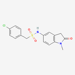 molecular formula C16H15ClN2O3S B2494605 1-(4-chlorophenyl)-N-(1-methyl-2-oxoindolin-5-yl)methanesulfonamide CAS No. 921538-33-2