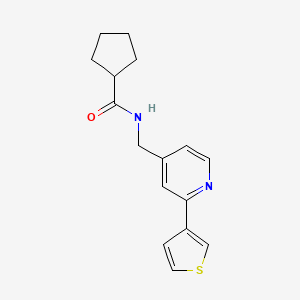 molecular formula C16H18N2OS B2494608 N-((2-(thiophen-3-yl)pyridin-4-yl)methyl)cyclopentanecarboxamide CAS No. 2034448-74-1