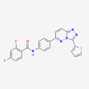 molecular formula C22H13F2N5OS B2494611 2,4-difluoro-N-(4-(3-(thiophen-2-yl)-[1,2,4]triazolo[4,3-b]pyridazin-6-yl)phenyl)benzamide CAS No. 891128-45-3