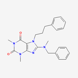 molecular formula C24H27N5O2 B2494614 8-(苄基(甲基)氨基)-1,3-二甲基-7-(3-苯基丙基)-1H-嘧啶-2,6(3H,7H)-二酮 CAS No. 378198-65-3