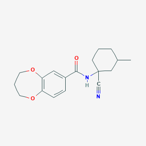 molecular formula C18H22N2O3 B2494617 N-(1-Cyano-3-methylcyclohexyl)-3,4-dihydro-2H-1,5-benzodioxepine-7-carboxamide CAS No. 2128141-11-5