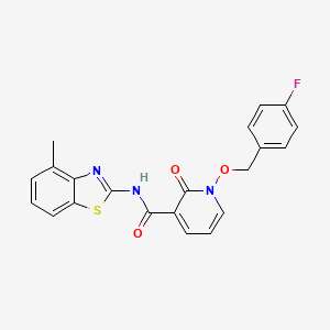 molecular formula C21H16FN3O3S B2494621 1-[(4-fluorophenyl)methoxy]-N-(4-methyl-1,3-benzothiazol-2-yl)-2-oxopyridine-3-carboxamide CAS No. 868678-57-3