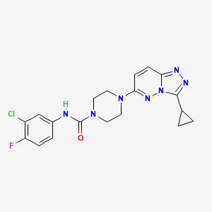 molecular formula C19H19ClFN7O B2494624 N-(3-chloro-4-fluorophenyl)-4-(3-cyclopropyl-[1,2,4]triazolo[4,3-b]pyridazin-6-yl)piperazine-1-carboxamide CAS No. 1058234-89-1