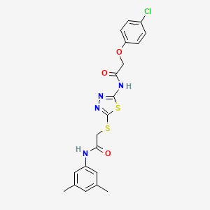 2-(4-chlorophenoxy)-N-[5-[2-(3,5-dimethylanilino)-2-oxoethyl]sulfanyl-1,3,4-thiadiazol-2-yl]acetamide