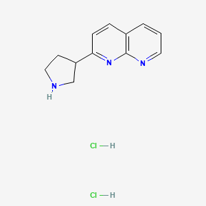 molecular formula C12H15Cl2N3 B2494627 2-(Pyrrolidin-3-yl)-1,8-naphthyridine dihydrochloride CAS No. 1909318-98-4