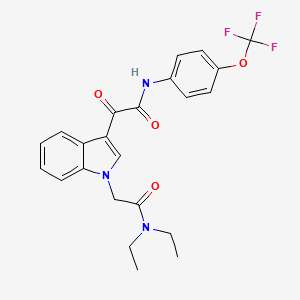 molecular formula C23H22F3N3O4 B2494628 2-(1-(2-(diethylamino)-2-oxoethyl)-1H-indol-3-yl)-2-oxo-N-(4-(trifluoromethoxy)phenyl)acetamide CAS No. 893982-03-1