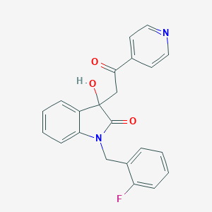 molecular formula C22H17FN2O3 B249463 1-(2-fluorobenzyl)-3-hydroxy-3-[2-oxo-2-(4-pyridinyl)ethyl]-1,3-dihydro-2H-indol-2-one 